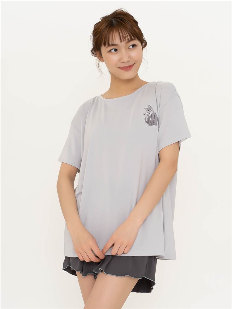 ねこ刺繍ドロップショルダーtシャツ ルームウェア チュチュアンナ Tutuanna 公式通販サイト