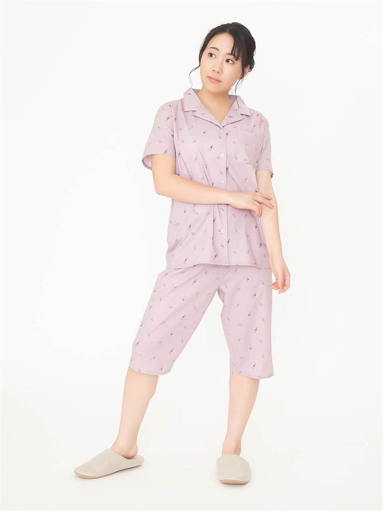 チュチュアンナのアイス柄布帛パジャマ(半袖×5分丈パンツ)|121743