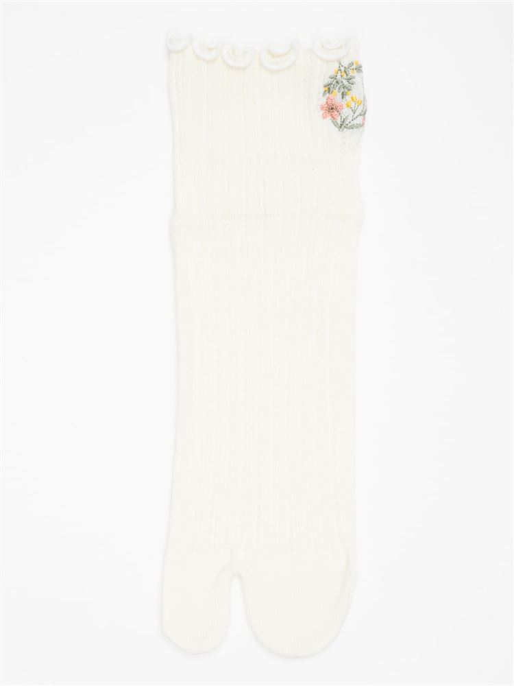 チュチュアンナの履き口メロー花刺繍2本指ソックス10cm丈|122009