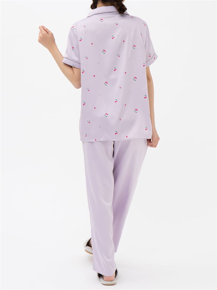 チュチュアンナのチェリー柄サテンパジャマ(半袖×長ズボン)|221713