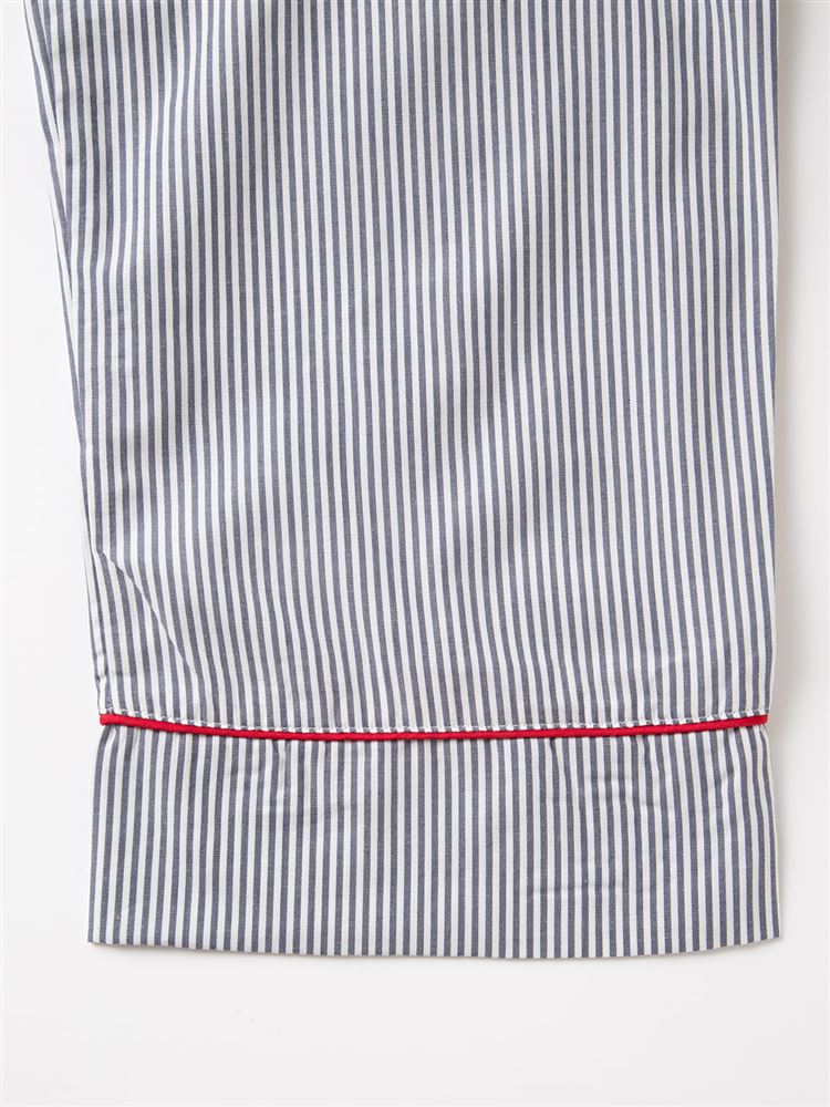 チュチュアンナの[温度調整]パフェ刺繍ストライプ柄前開き長袖布帛パジャマ|24120006