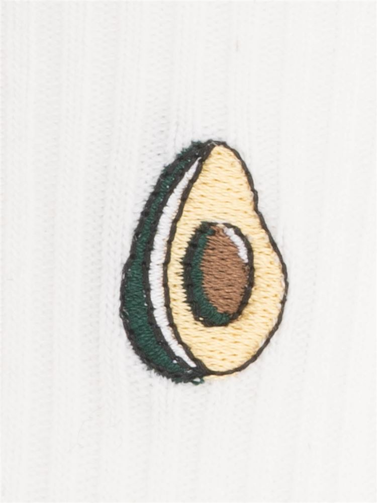 チュチュアンナの綿混アボカド刺繍リブソックス13cm丈|102016