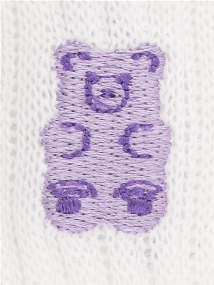 チュチュアンナの綿混グミクマちゃん刺繍アメリブソックス10cm丈|102018