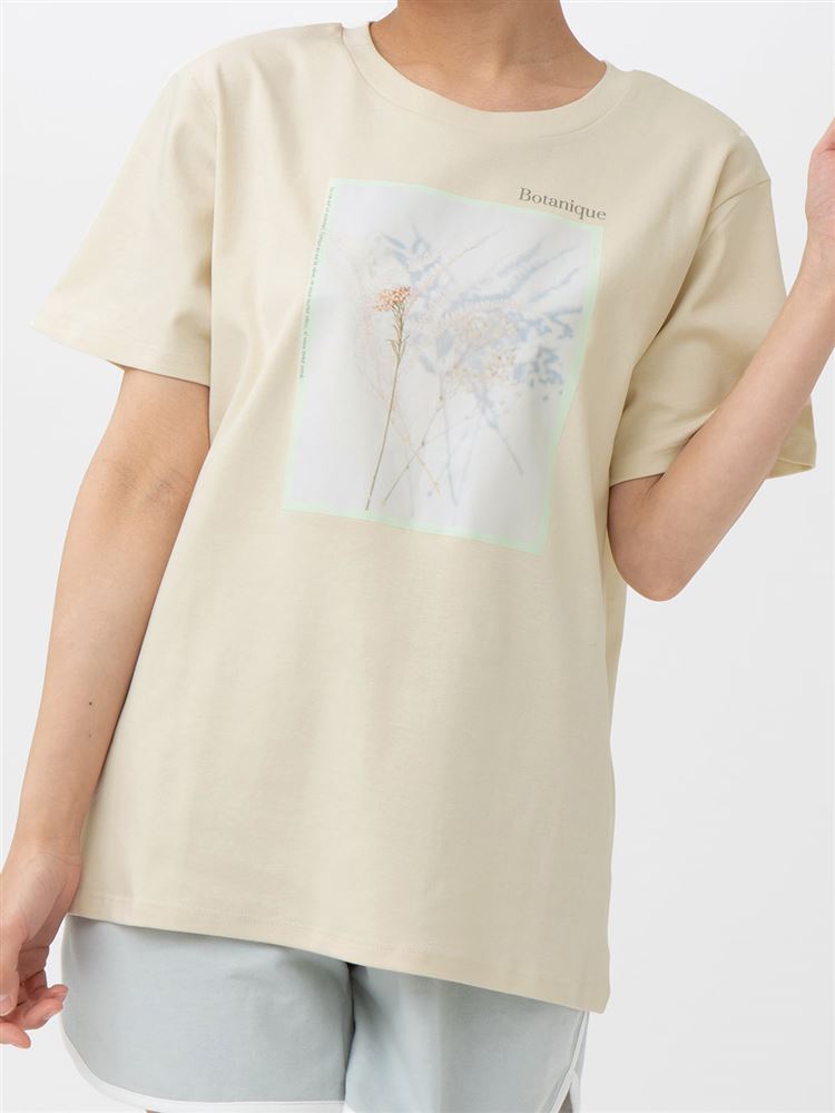 チュチュアンナの綿100％ボタニカルフォトプリントゆったりTシャツ|211958