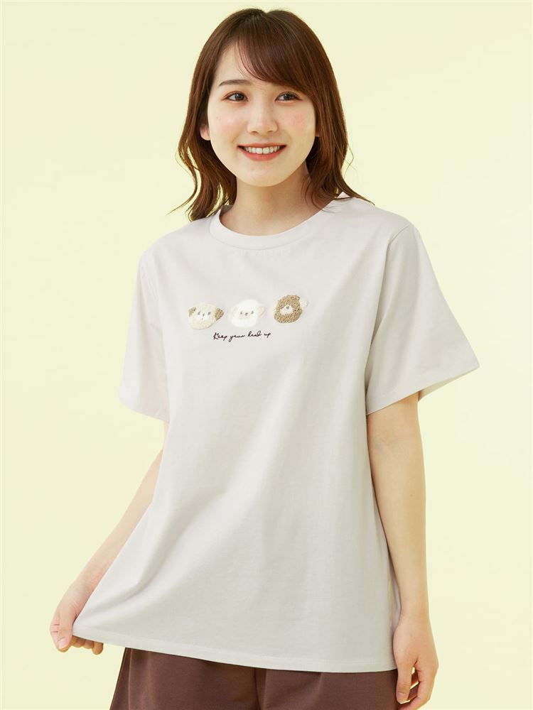 チュチュアンナの[リラっこティ]綿100％犬サガラ刺繍半袖Tシャツ|311946