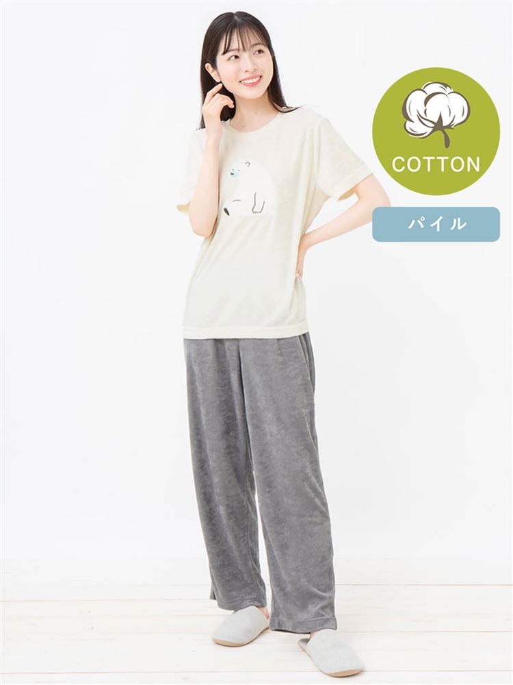チュチュアンナの白くまワッペンパイルパジャマ(半袖×長ズボン)|321744