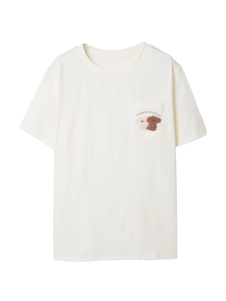 チュチュアンナの[リラっこティ]綿100%もこもこトイプードル刺繍Tシャツ|321945