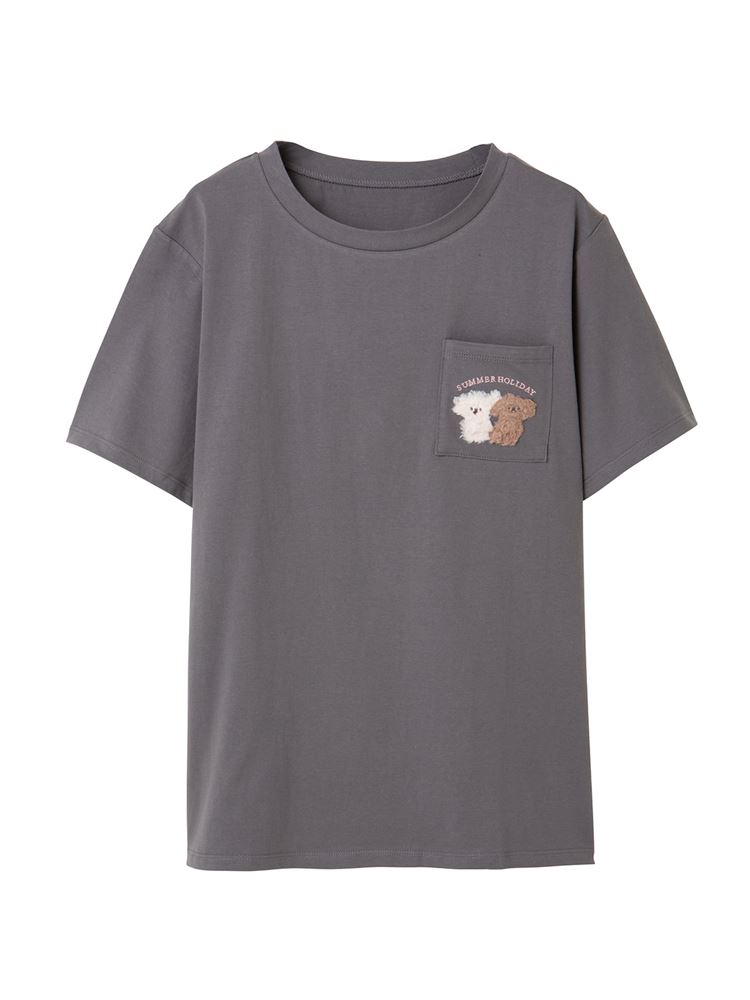 チュチュアンナの[リラっこティ]綿100%もこもこトイプードル刺繍Tシャツ|321944