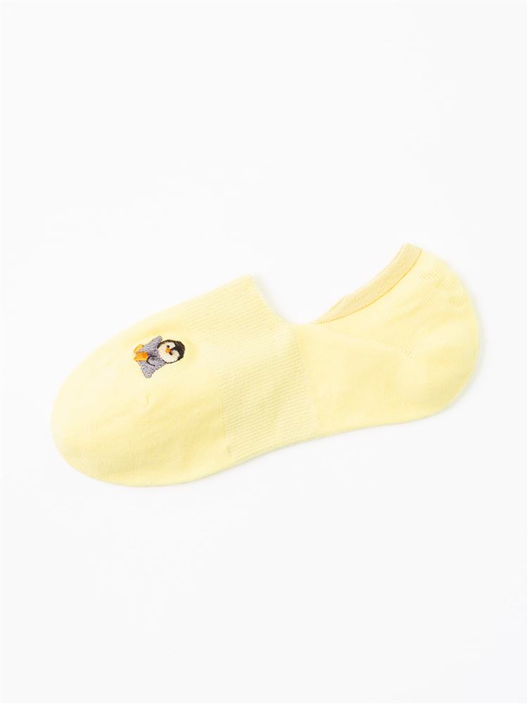 チュチュアンナの綿混お座りペンギン刺繍カバーソックス|324336