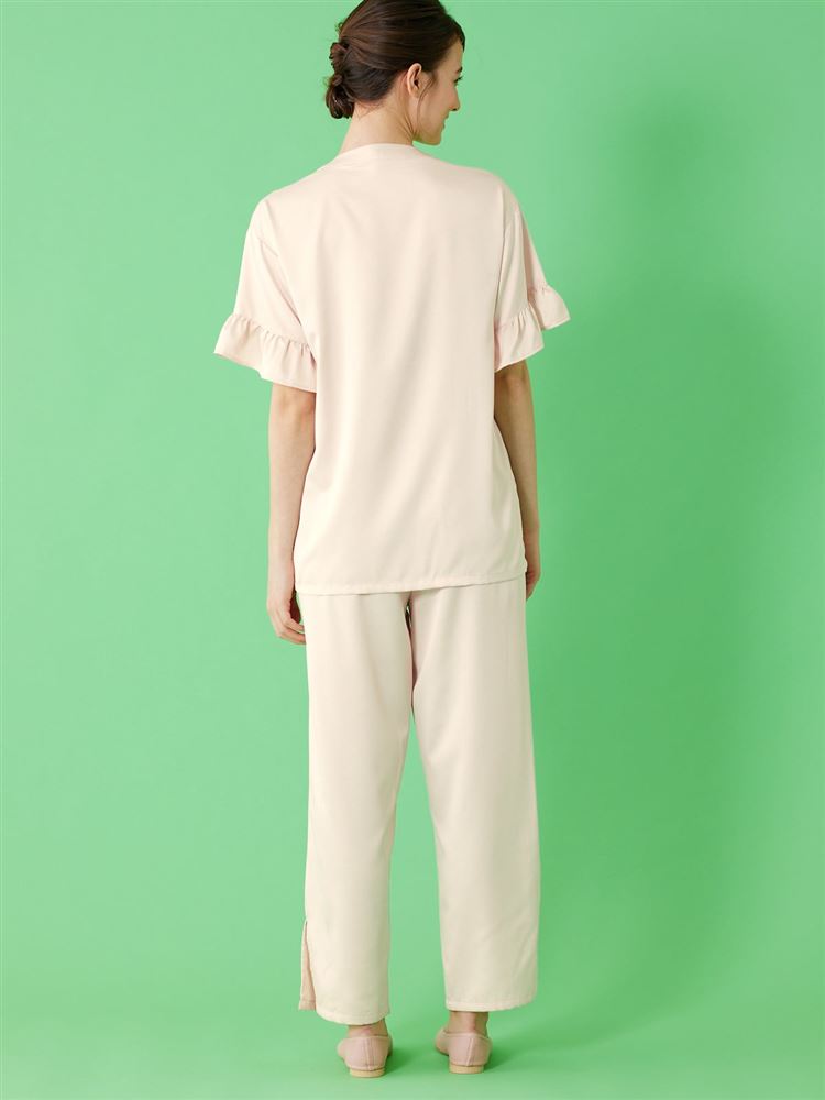 チュチュアンナのベトナム風刺繍入りサテンパジャマ(半袖×長ズボン)|221723