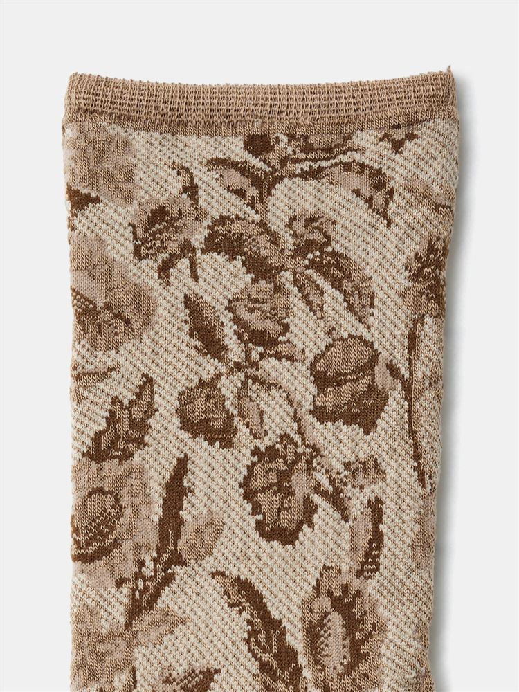 チュチュアンナの[レディライン]綿混ジャガード風ゴブラン花柄ソックス20cm丈|239353