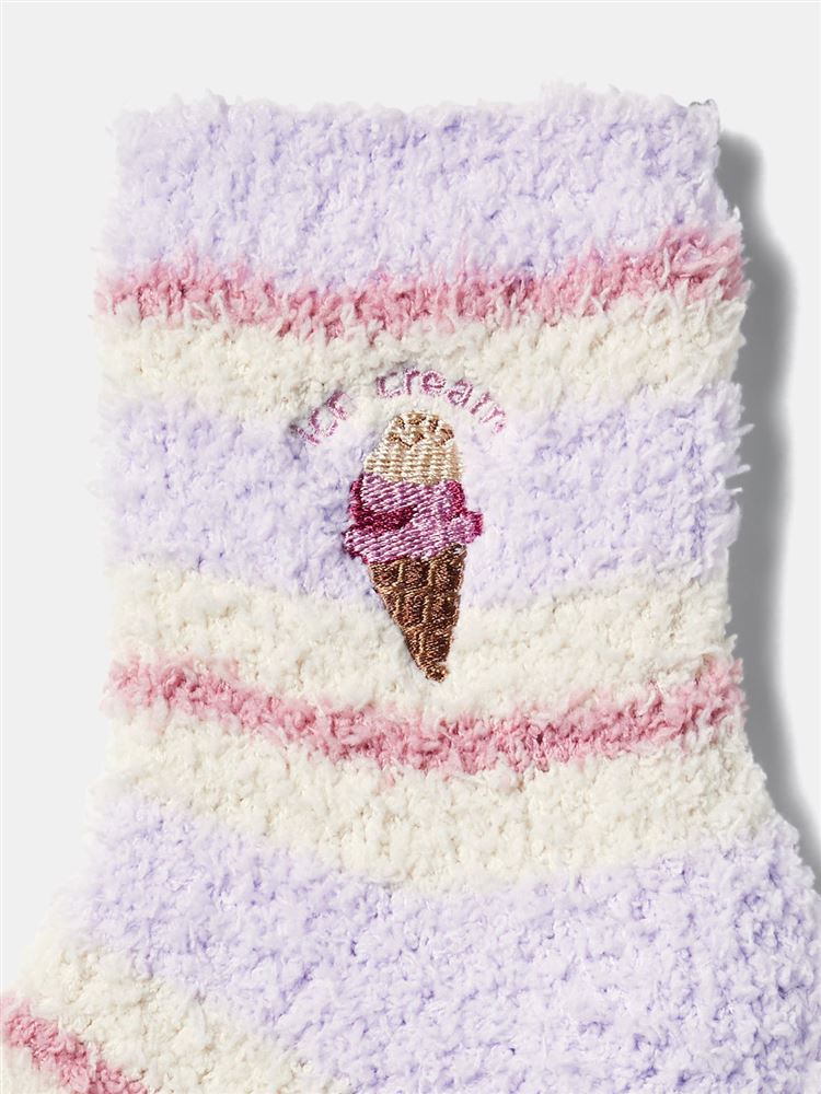 チュチュアンナのアイスクリーム刺繍ルームソックス12cm丈|243346