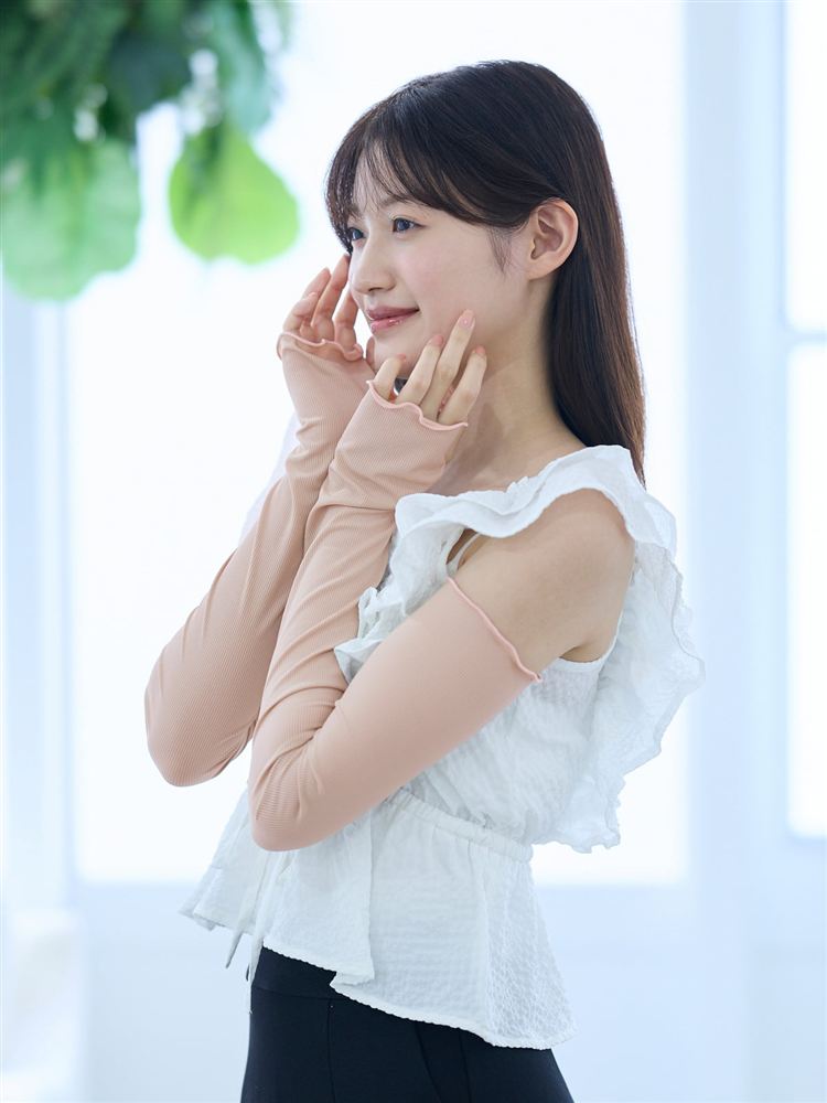 ☆[とにかくさらっと涼しい！]UVカット98%リブメローアームカバー60cm