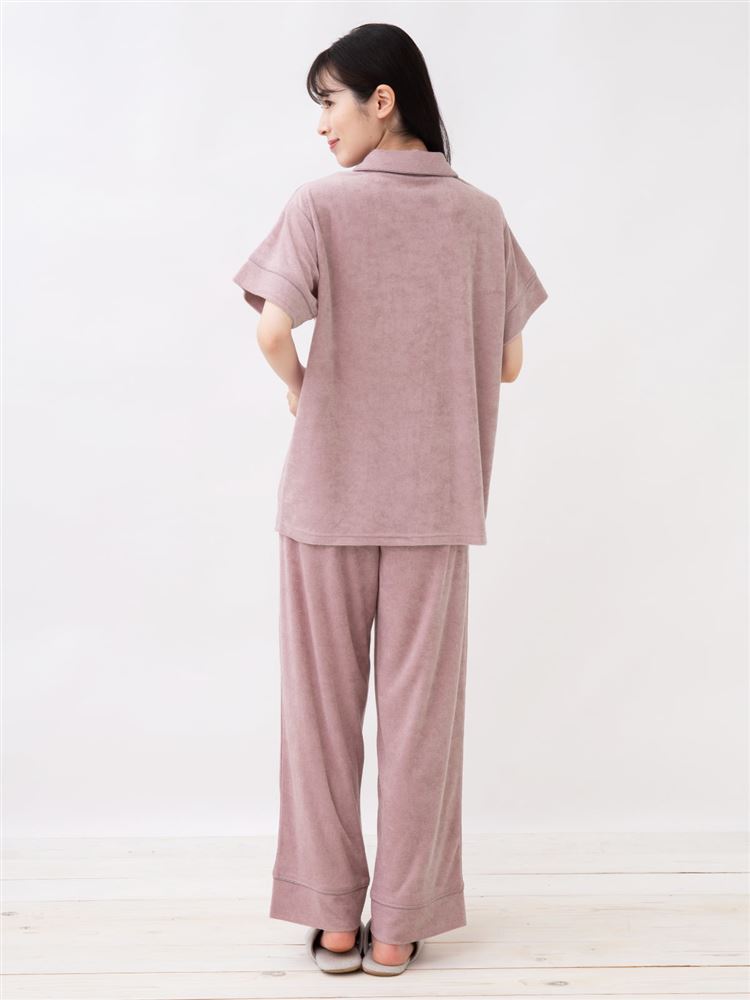 チュチュアンナの[ゆったり設計パジャマ]無地前開きパイル地パジャマ(半袖×長ズボン)|321735