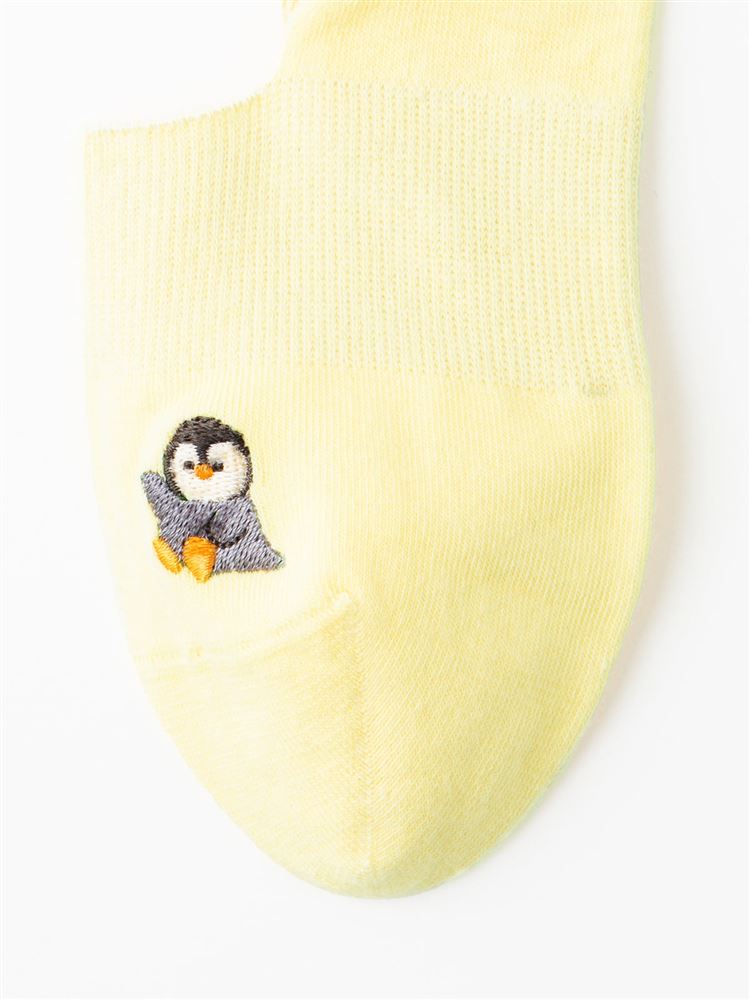 チュチュアンナの綿混お座りペンギン刺繍カバーソックス|324336