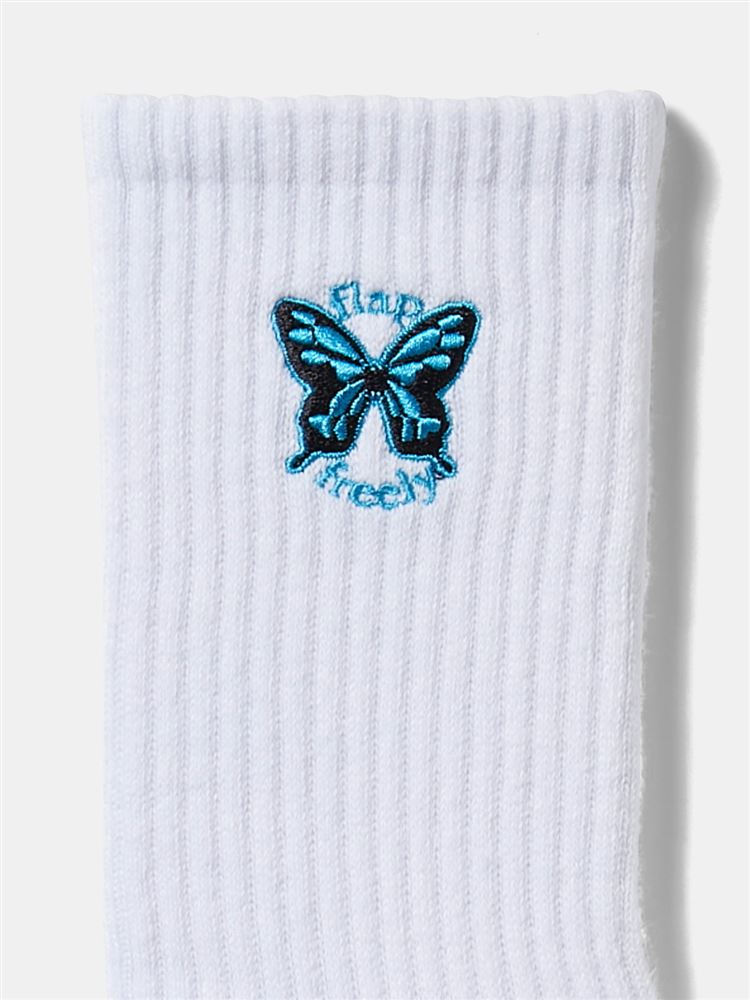 チュチュアンナの綿混サイド蝶ーロゴ柄ソックス18cm丈|329526