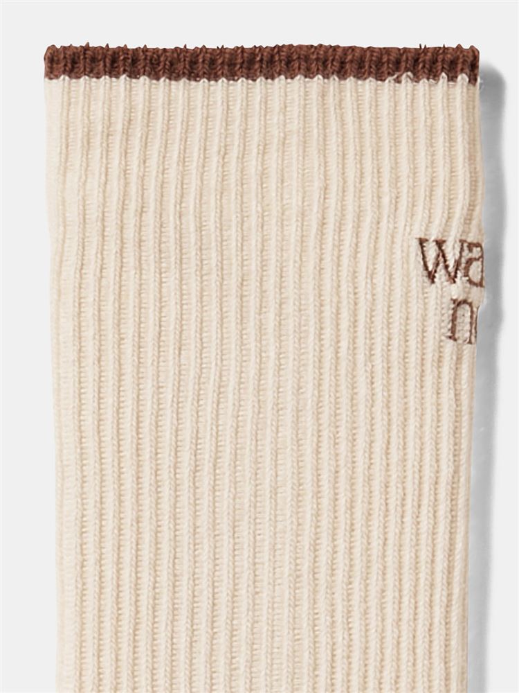チュチュアンナの綿混履き口切り替えバックロゴ刺繍リブソックス23cm丈|339356