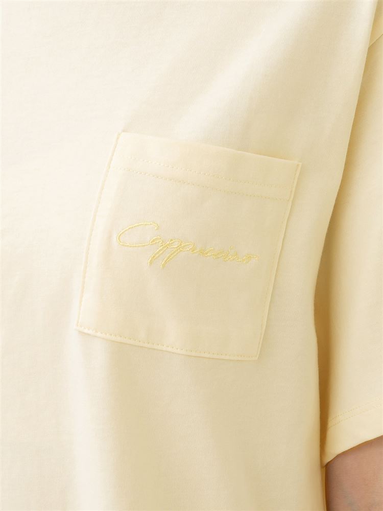 チュチュアンナの[ゆったり設計パジャマ]綿100％カプチーノロゴ刺繍天竺パジャマ(半袖×長ズボン)|321740