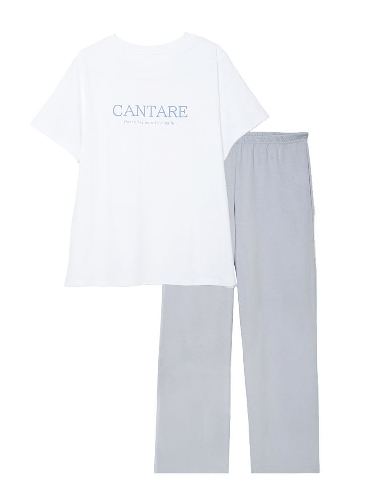 チュチュアンナの[ゆったり設計パジャマ]ロゴプリント綿天竺パジャマ(半袖×長ズボン)|321749