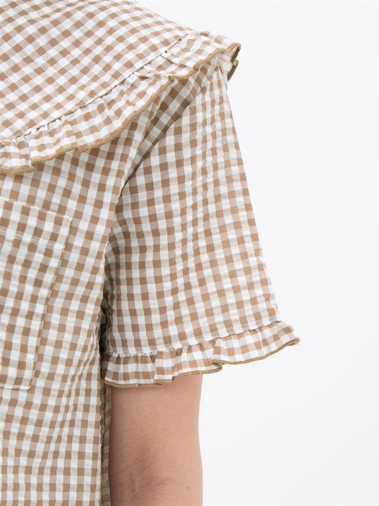 チュチュアンナのクマ刺繍ギンガムチェック柄パジャマ(半袖×1分丈パンツ)|221727