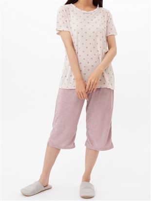 パイル水玉パジャマ(半袖×7分丈パンツ): ルームウェア(部屋着