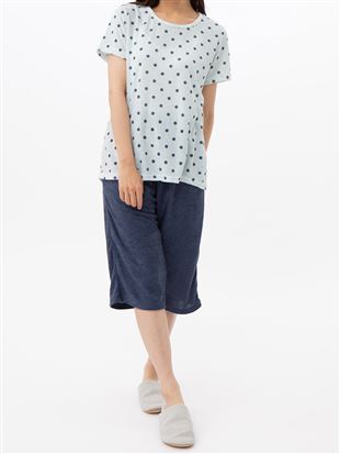 パイル水玉パジャマ(半袖×7分丈パンツ): ルームウェア(部屋着