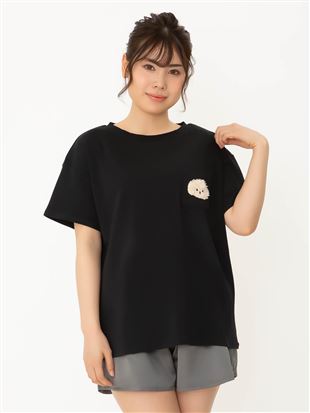 綿混トイプードル刺繍Tシャツ｜トップス
