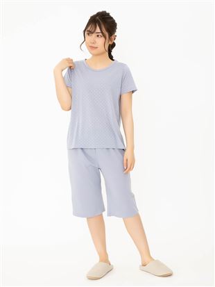ドット天竺パジャマ(半袖×5分丈パンツ)｜パジャマ
