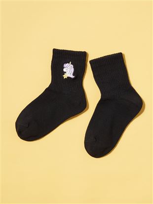 [キッズ]綿混ユニコーン刺繍アメリブソックス｜キッズソックス(子供用靴下)