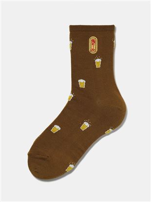 [ちょうどいい靴下]ビール刺繍温調ソックス16cm丈｜クルーソックス