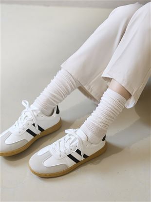 綿混スパイラルリブくしゅソックス35cm丈|