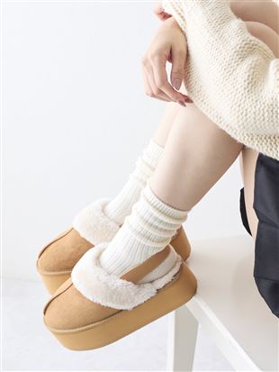 ウール混リブソックス21cm丈|