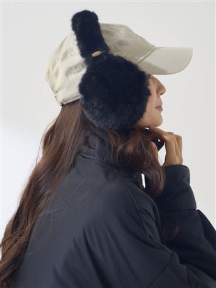 無地フェイクファープレート付きイヤーマフ|