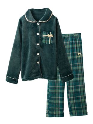 タータンチェックプレゼント柄マイクロファイバーパジャマ|