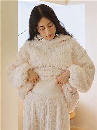 腹巻き付きボアケーブルパジャマ|長袖パジャマ