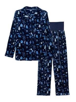 腹巻き付き森の動物総柄マイクロファイバーパジャマ|