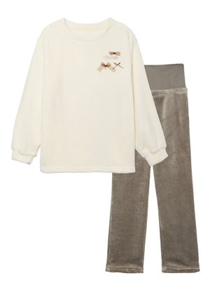 りぼん付きマイクロファイバー腹巻きパジャマ|