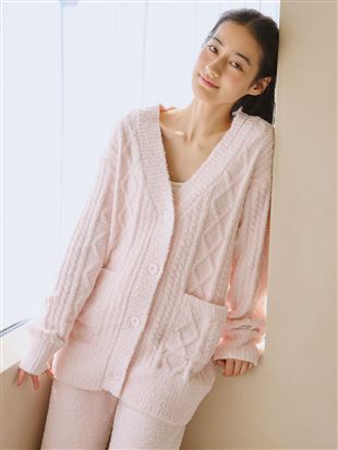 厚手モールロゴ刺繍カーディガン|