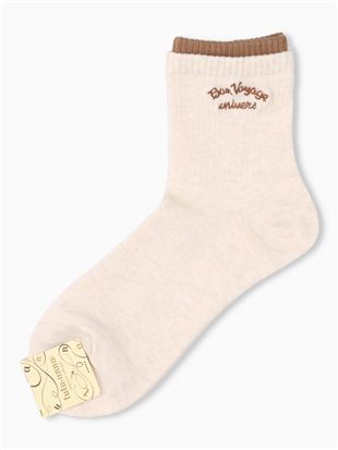 綿混ステッチロゴ刺繍ソックス13cm丈|