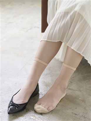 消臭DRY足底綿シースルーソックス16cm丈|