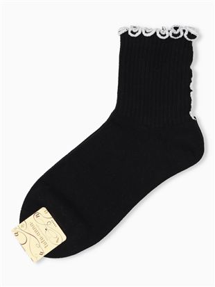 綿混ラメメローリブソックス13cm丈|