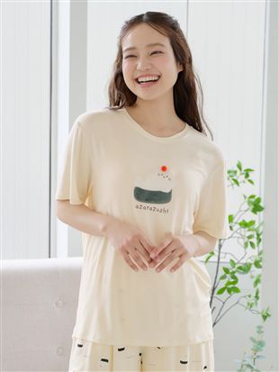 レーヨン混アニマルプリントTシャツ|