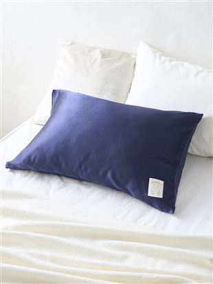 シルク100%くまプリントタグ枕カバー|