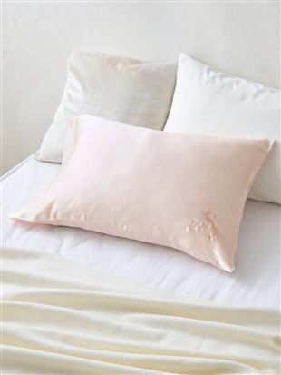 シルク100%ロゴプリント枕カバー|