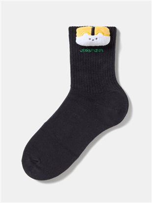 綿混お寿司アニマルマスコット付きソックス15cm丈|クルーソックス