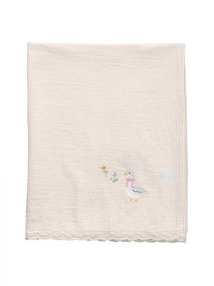 綿100%アヒル刺繍ガーゼブランケット|