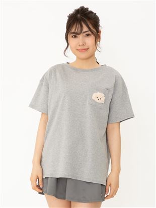 チュチュアンナの綿混トイプードル刺繍Tシャツ|111903