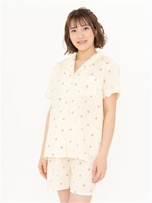 チュチュアンナのいちご柄布帛パジャマ(半袖×1分丈パンツ)|121740