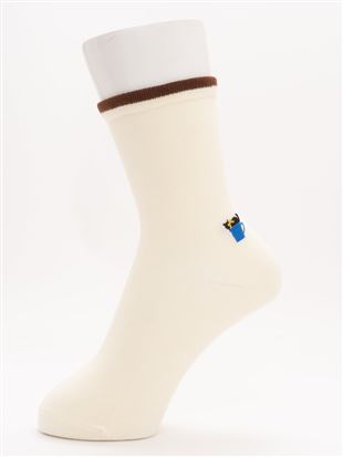 チュチュアンナの[ちょうどいい靴下]幅広口ゴム秋猫刺繍ソックス16cm丈|139111
