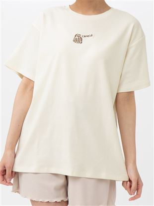 チュチュアンナの綿100％カヌレドロップショルダーTシャツ|211953